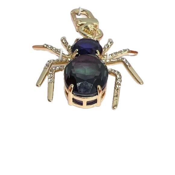 True to Form Spider Bag Charm Iridescent Crystal and Glass CZ Gold Tone Clip NIB - Picture 6 of 10